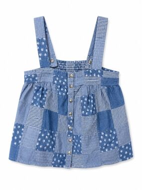 Lucky Brand Blue Patchwork Denim Cropped Tank